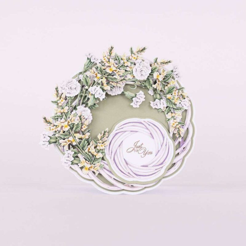 Card made using Summer Celebrations Special Edition Vignette with florals covering the circle card shape