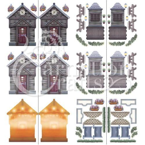 getting together card shape haunted house vignette download product image 1