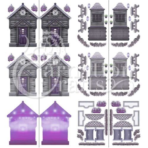 getting together card shape haunted house vignette download product image 2