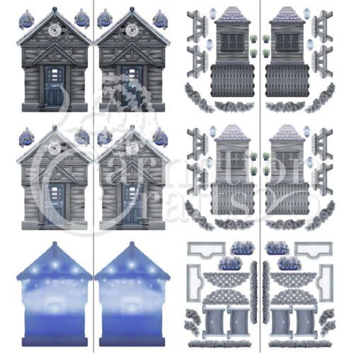 getting together card shape haunted house vignette download product image 3