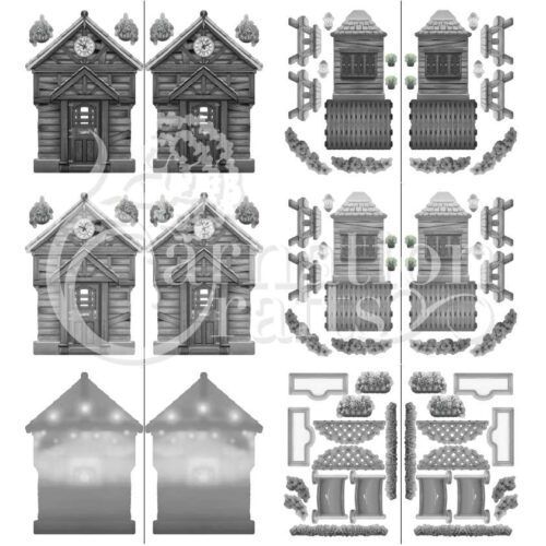 getting together card shape haunted house vignette download product image 5