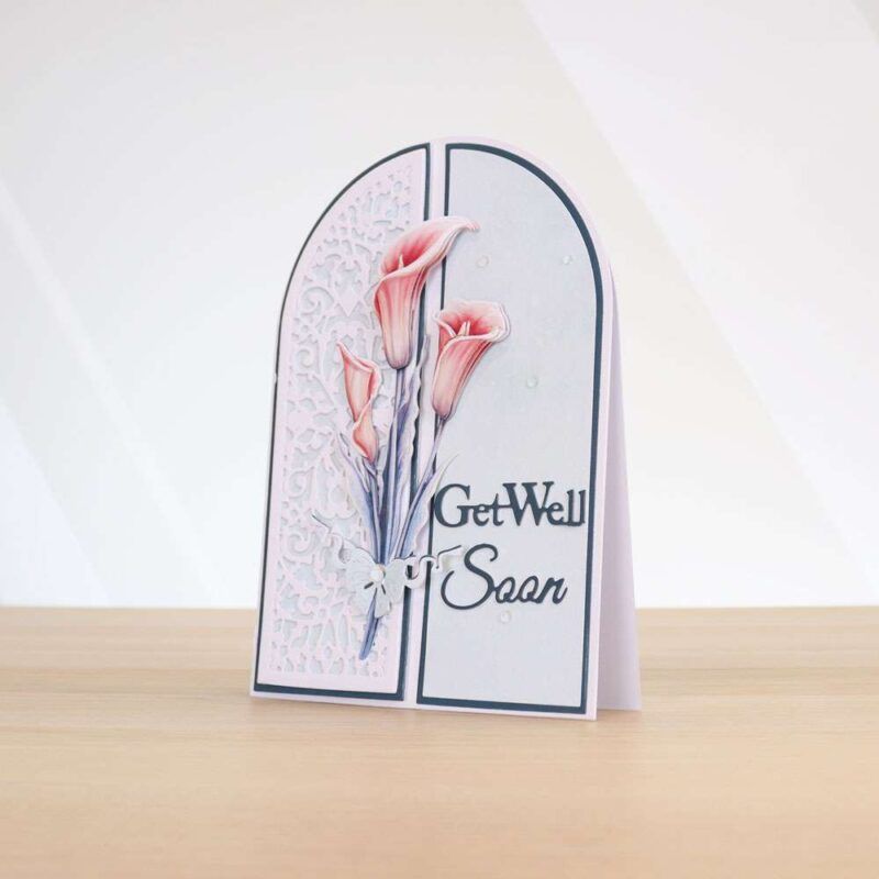 Card made using Beautifully Brisk Special Edition Vignette with a calla lily as the centre piece
