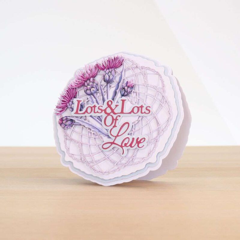 Card made using Beautifully Brisk Special Edition Vignette with a 'Lots & Lots of Love' sentiment in the centre
