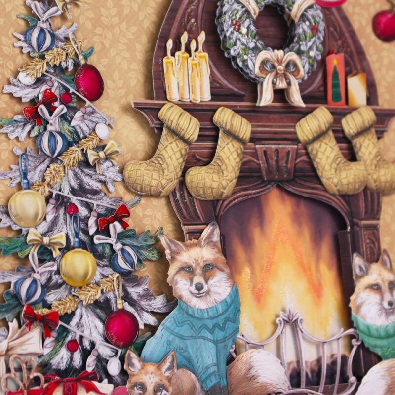 Card made using Christmas Jumper Special Edition Vignette with a family of Foxes at the front wearing Christmas jumpers