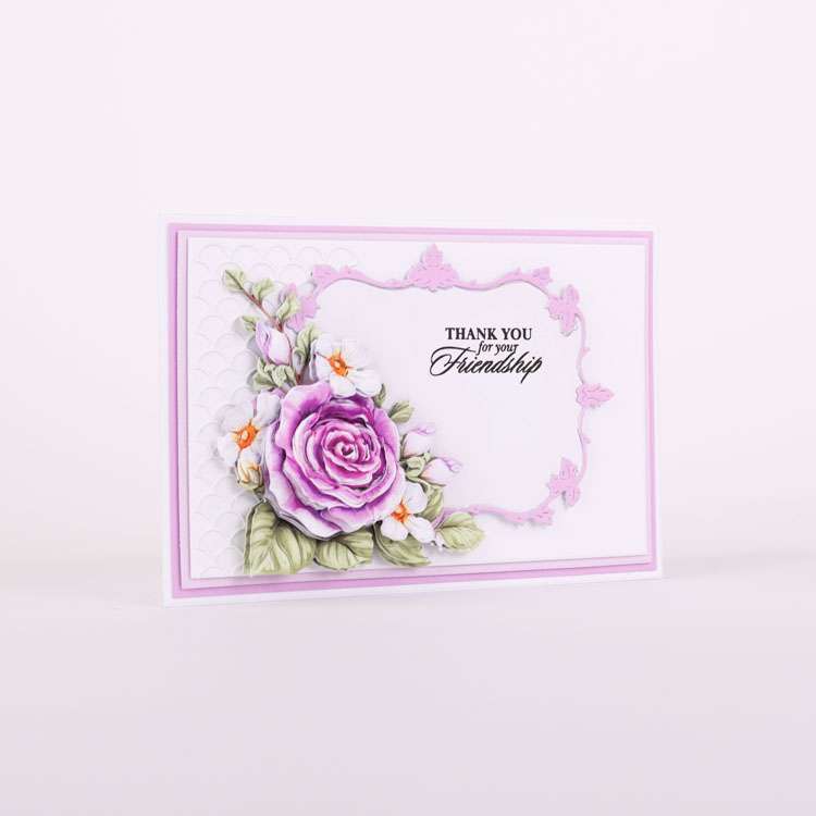 Card made using Garden Grace Special Edition Vignette with a subtle rose on the left and the rest white space