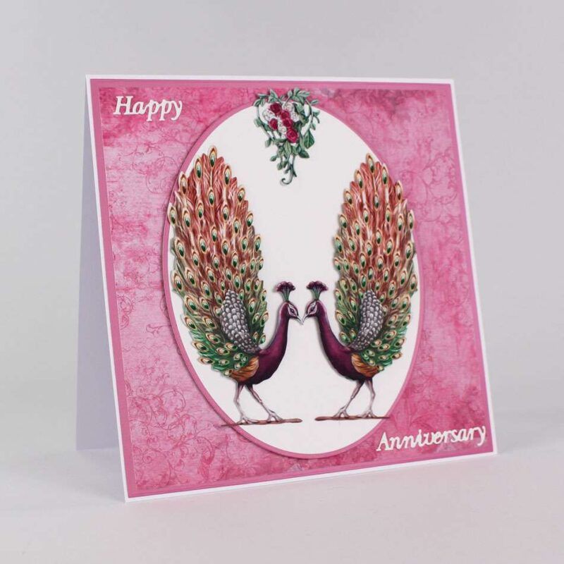 Card made using the Grand Gardens Special Edition Vignette with two peacocks facing eachother
