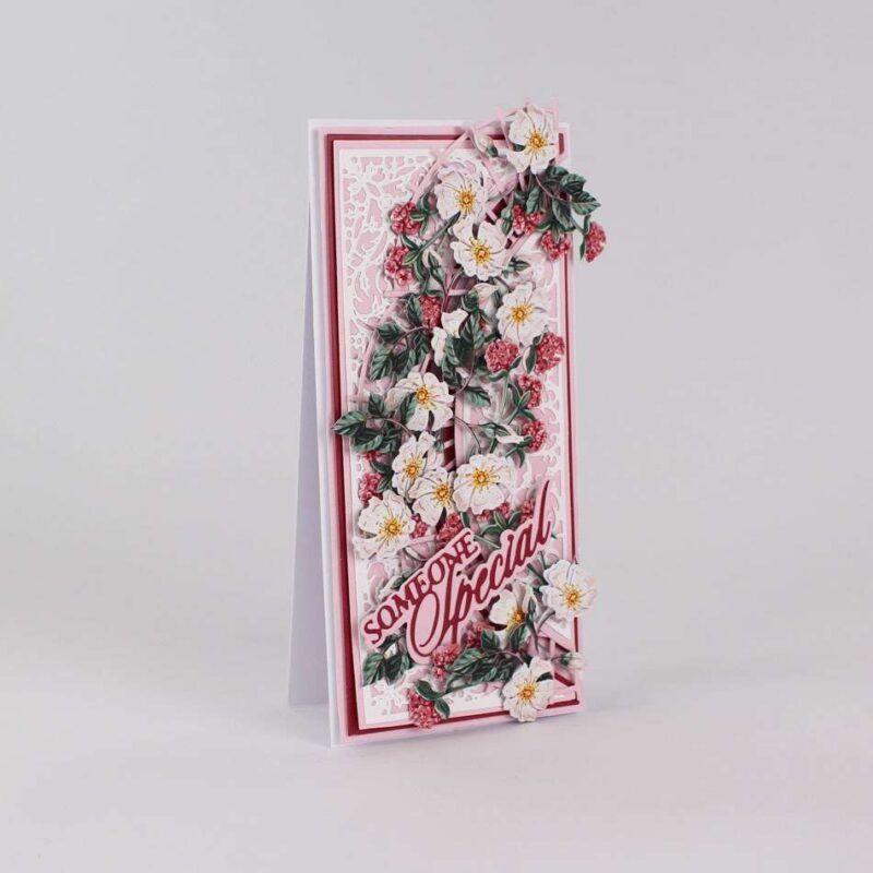 Card made using the Grand Gardens Special Edition Vignette covered with florals on a DL shape