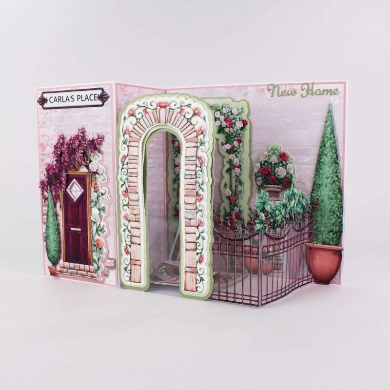 Card made using the Grand Gardens Special Edition Vignette with a grandeur feel and an archway made from brick and florals