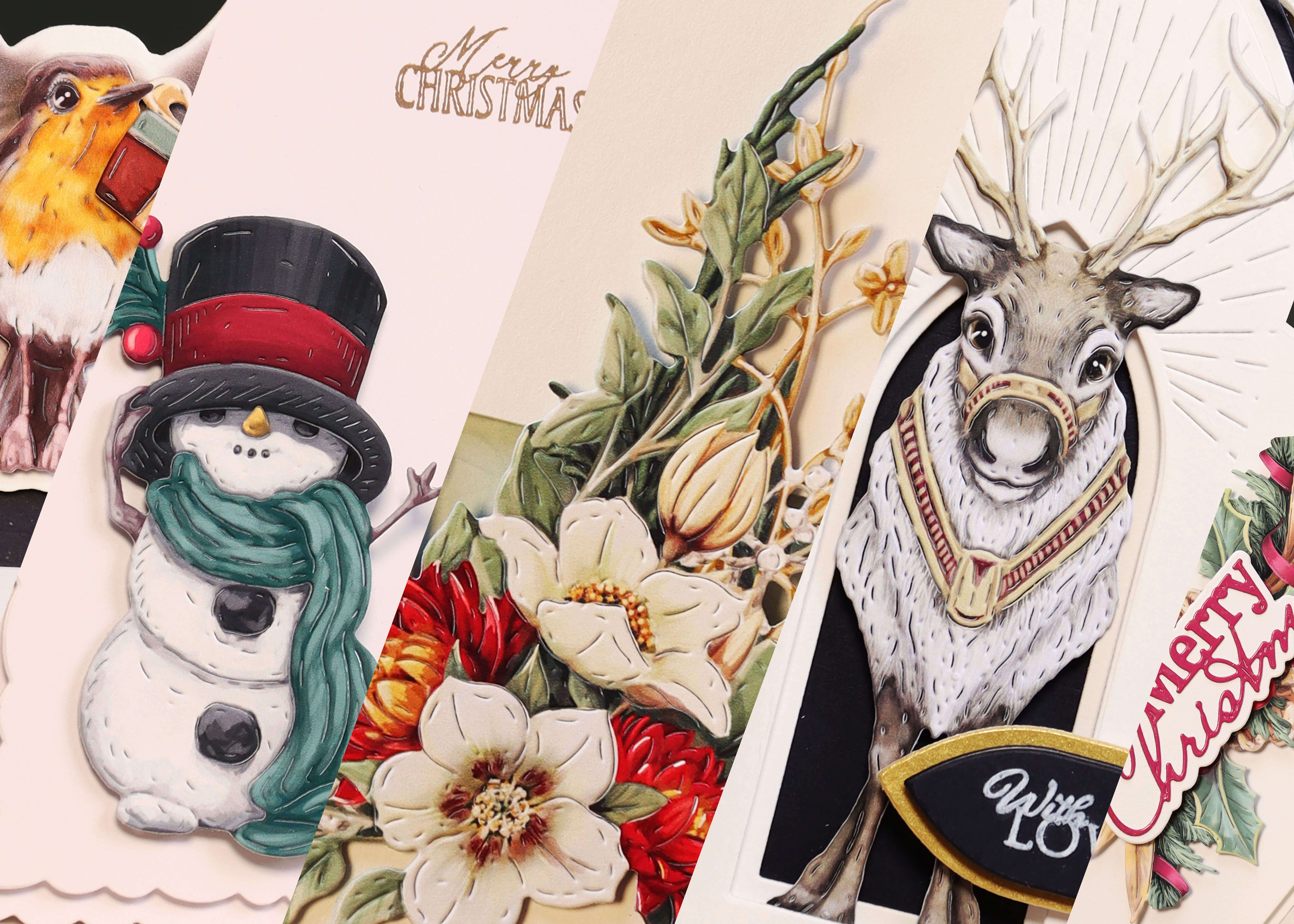 a mix of 5 different simple christmas cards