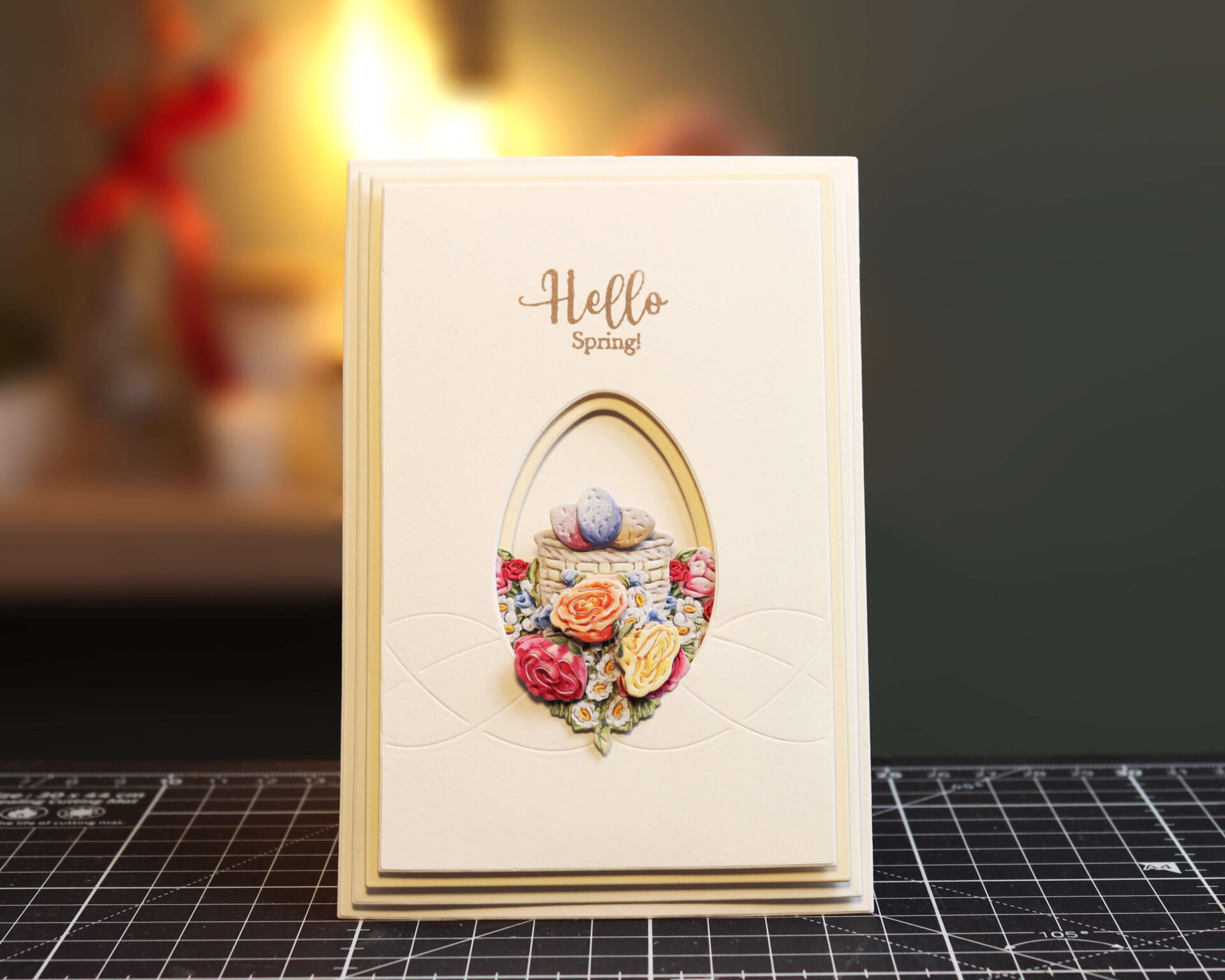 A photograph of a handmade easter card project