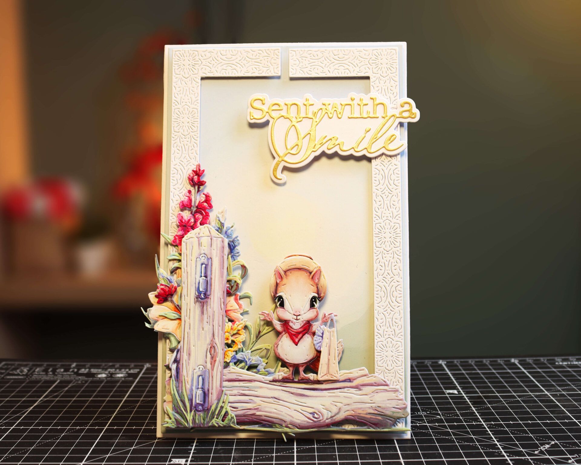 A photograph of a handmade card with a summertime theme