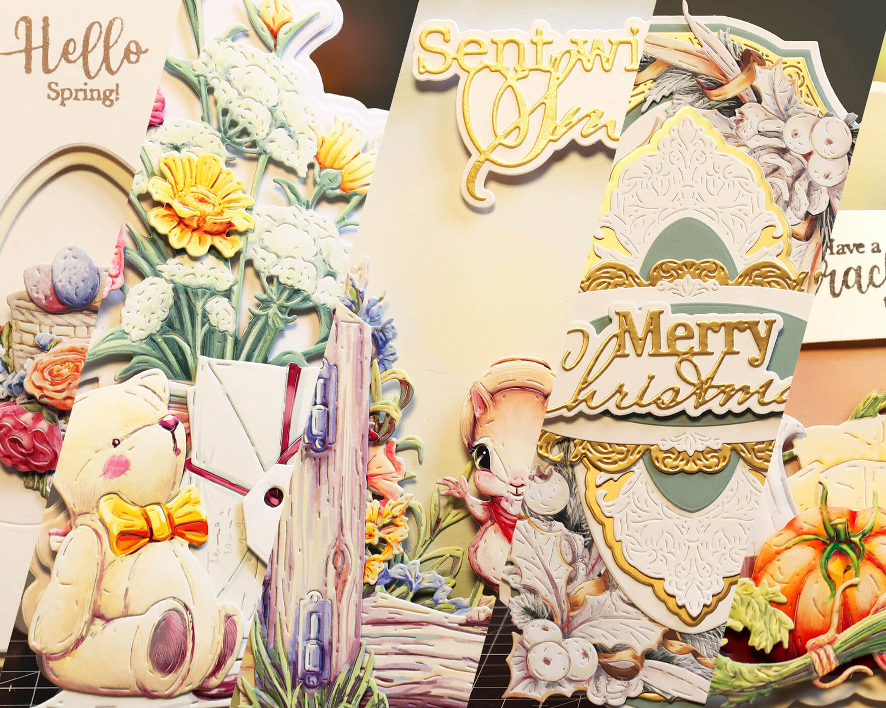 a collage of cards which can be made using dies purchased in the boxing day sale