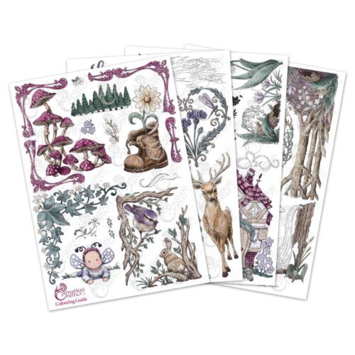 Carnation Crafts Into The Woods Stamps Colouring Guide